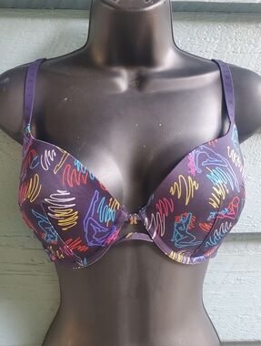 Savage X Fenty Purple Neon Scribble Push-Up Bra